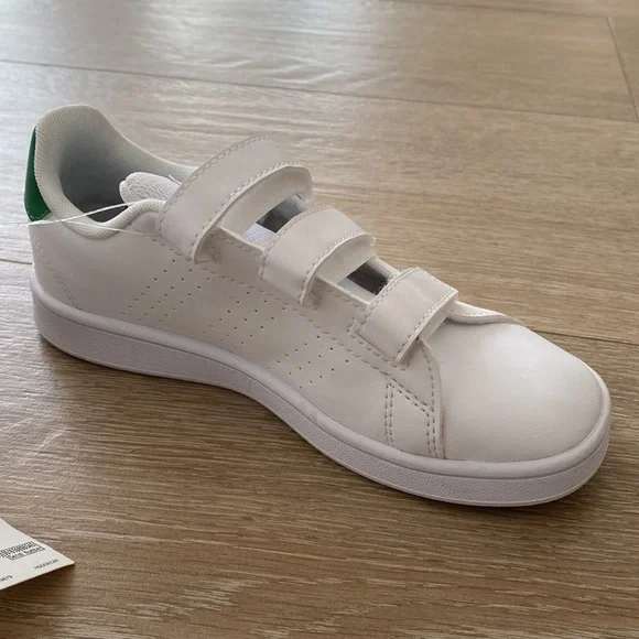 Adidas Stan Smith Velcro 3 strap sneakers, white w/green back, size 1.5, NWT - Picture 8 of 11
